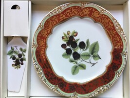 Vintage ANDREA by SADEK Boxed Cake Plate and Server 10.5&quot; Berries&quot; Brand New - £17.68 GBP