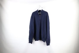 Vtg 90s Ralph Lauren Mens XL Faded Cotton Knit Half Zip Pullover Sweater Blue - £39.43 GBP