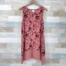 Soma Sleeveless Floral Tunic Pink Soft Jersey Stretch Casual Womens Medium - $29.69