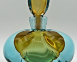 Vintage Murano Art Glass Perfume Bottle Teal and Yellow U256 - £393.21 GBP