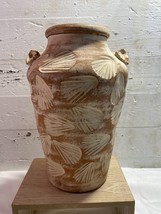 Terra Cotta Pressed Shell Feather Pattern Vase Jug Tall Clay Vase with H... - £19.33 GBP
