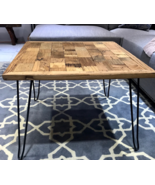 Brown Wood Coffee Table Square With Metal Legs Wood Side Table Livingroo... - $149.99