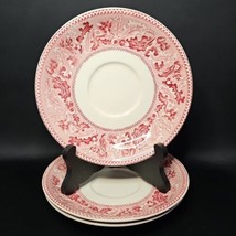 Johnson Brothers Pink Historic America 3 Saucers for Flat Cream Soup Bow... - $29.09