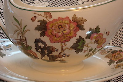 Primary image for Wedgwood EASTERN FLOWERS TKD 426 boat gravy bowl/attached underplate [80C]