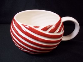 Starbucks Coffee mug peppermint twist candy cane red &amp; white  2013 12 oz - £10.19 GBP
