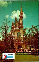 Cinderella&#39;s Castle Disney World Orlando FL Amtrak Advertising Chrome Po... - $3.91