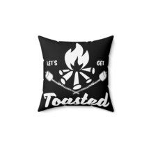 Faux Suede Square Pillow Black And White Roast Marshmallows Campfire - £24.70 GBP+