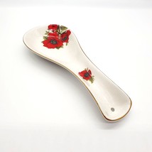 Poppy Pettertree Gracie China Spoon Rest Collection Red Floral Stove Coo... - $29.45