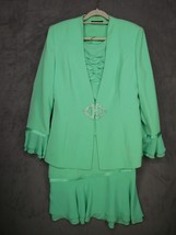 Natasia NY Collection 3-Piece Green Beaded Skirt &amp; Jacket Suit Set Size 16 - $32.71