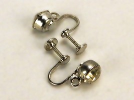 Rhinestone Earrings, SIlver Tone, Screw Back, Vintage Fashion Jewelry, J... - $9.75