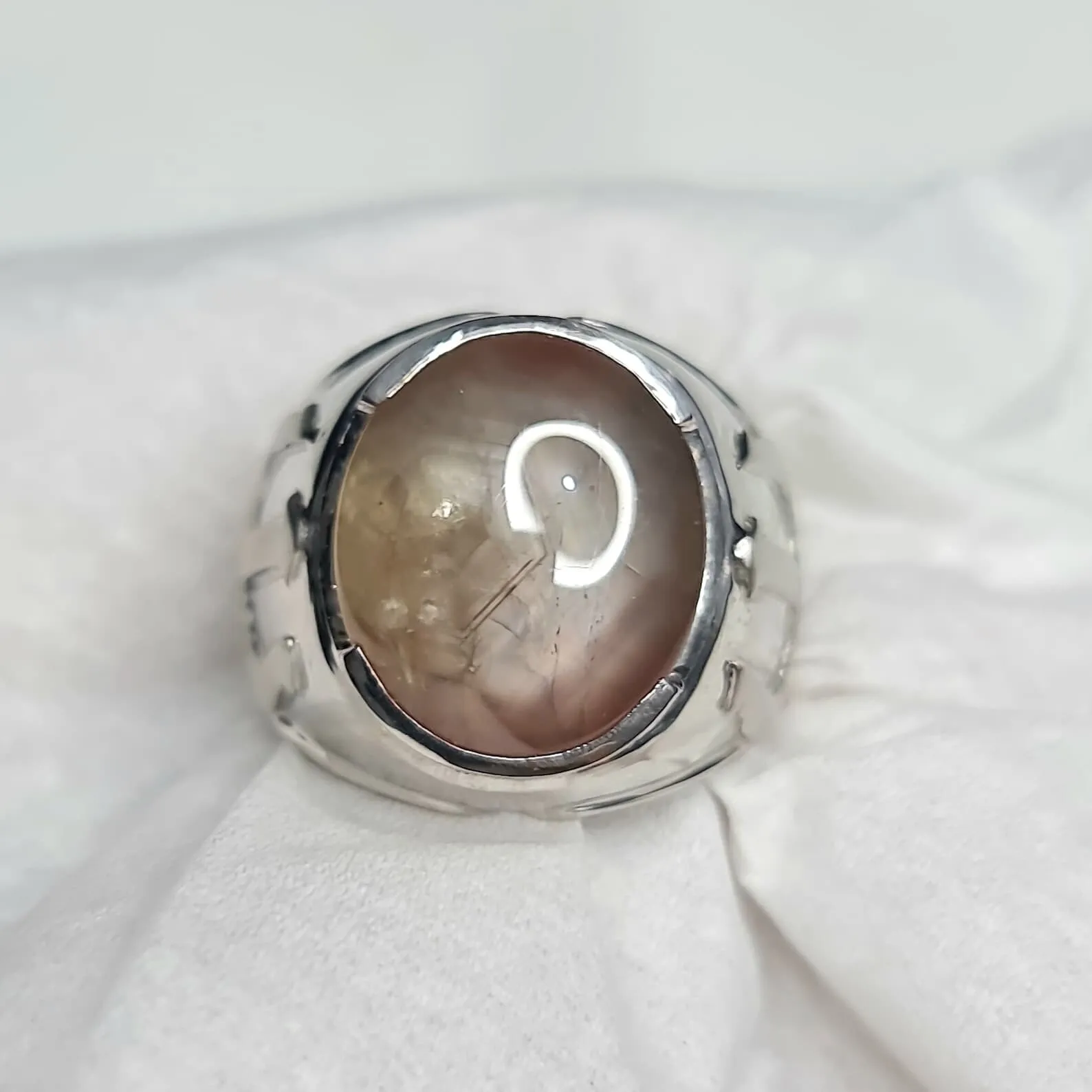 Unheated 18 CT Srilangka Brown Star Sapphire Silver Aquaman Poseidon Tri... - $170.00