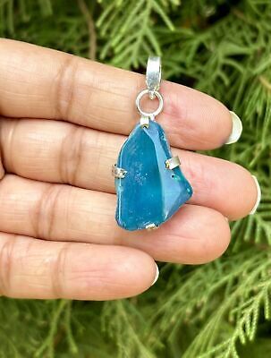 Pendentif en pierre agate géode druzy plaqué argent sterling 925, 10 - $12.19