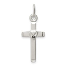 Sterling Silver Heart Cross Charm Religious Jewelry 30mm x 11mm - £13.09 GBP