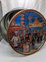 *Empty Tin* Jacobsens Butter Cookies Christmas Carnival Empty Tin ~10&quot; X 5&quot; - $14.84
