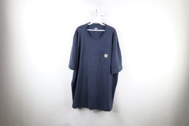 Vintage Carhartt Mens 3XL Distressed Spell Out Short Sleeve Pocket T-Shirt Blue - £27.25 GBP