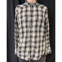 Lucky Brand Men&#39;s Black Plaid Shirt/Pearl Snaps Sz M SKU 4665 - $18.58