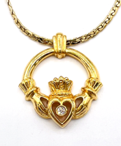 Vintage 1989 Avon Gold Tone Irish Claddagh Necklace 19 in - $15.84