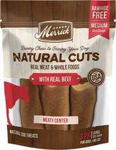Merrick Natural Cut Beef Chew Treats Large - Rawhide-Free Savory Dog Chews for S - £21.14 GBP