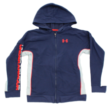 Under Armour Little Boy&#39;s YSM Size 7 Full Zip Blue Rival Terry Hoodie Sw... - $44.54