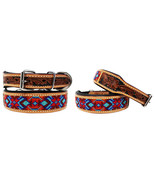 Hand Tooled Beaded Padded Leather Dog Collar  60165 - $68.66 CAD+