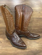 Vintage ACME Ostrich Grain Cowhide Western Cowboy Boots Leather Brown 8.5C - £55.73 GBP