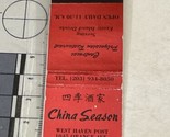 Vintage Matchbook Cover  China Season  Restaurant West Haven, CT  gmg  U... - $12.38