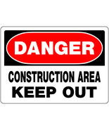 DANGER CONSTRUCTION AREA KEEP OUT warning METAL SIGN 10&quot; x 14&quot; HILLMAN 8... - $30.49