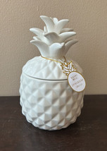 Hazel Co. Tabletop Ceramic Pineapple Sculpted  Off White Cookie Jar New 10” Tall - £37.38 GBP