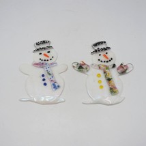 Handmade Stained Glass Art Christmas Snowman Pair - £27.23 GBP
