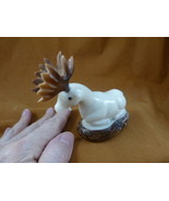 (TNE-MOO-644-A) white Moose TAGUA NUT nuts palm figurine carving in rut ... - $50.24 CAD