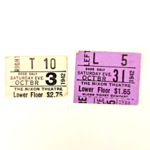 The Nixon Theatre  Pittsburgh PA Ticket Stubs Oct 3 and 31, 1942  origin... - $21.00
