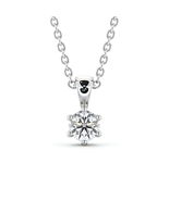 Round Solitaire Lab Grown Six Claw Stud Diamond Pendant 14K White Gold - €691,56 EUR