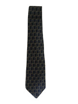 Men’s Designer 100% Silk Van Heusen Neck Tie Blue Green Geometric - £7.46 GBP