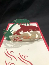 Red Dolphin 3D Pop Up Card Sea Ocean Fish Beach Tropics Vacation Palm Tree Sand - £6.73 GBP