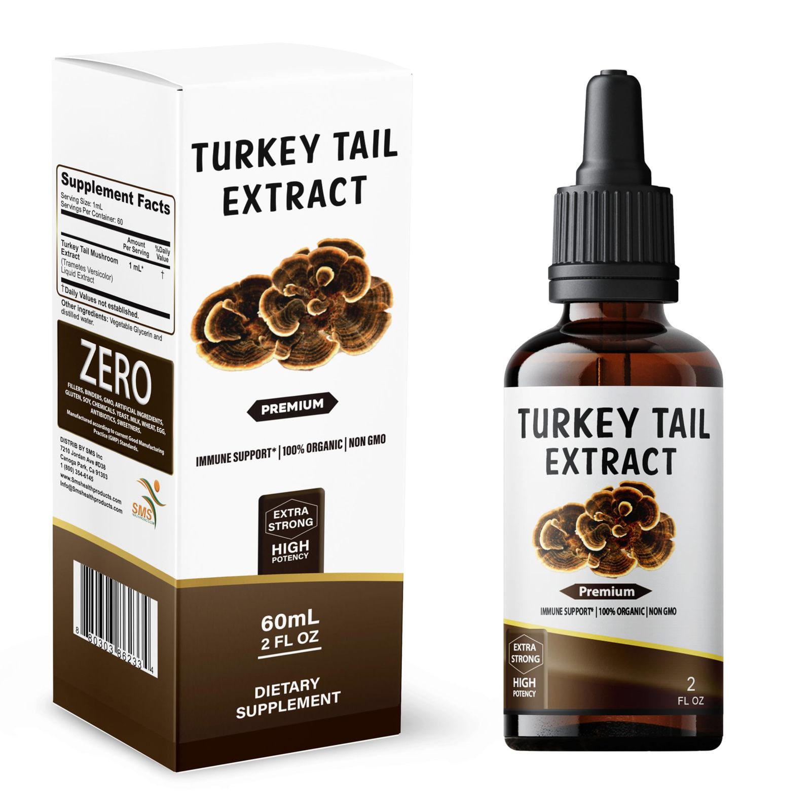 SMSHEALTHPRODUCTS.com Turkey Tail Mushroom (Trametes versicolor) Drops |... - $14.85