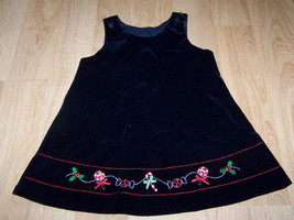 Size 24 Months Christmas Velour Navy Jumper Dress Candy Canes Holly EUC - £15.64 GBP
