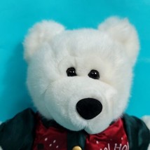Christmas Teddy Bear Stuffed Plush White Ho ho ho Snowman Green Red Jacket 11&quot; - £17.98 GBP
