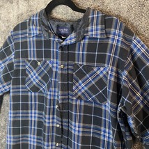John Blair Flannel Mens Large Tall Blue Plaid Lined Button Up Longsleeve Vintage - £13.69 GBP