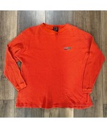 Rare Vintage Maui &amp; Sons Orange Waffle Knit Long Sleeve Shirt L/XL Logo USA - £18.86 GBP