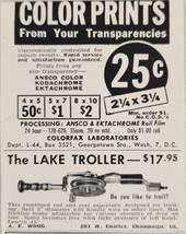 1954 Print Ad The Lake and Troller Fishing Rod &amp; Reel A.E. Wood Champaign,IL - £5.17 GBP