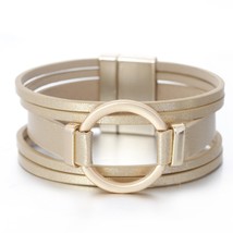 ALLYES Circle Charm Leather Bracelets For Women 2020 Fashion Ladies Wide Wrap Mu - £9.79 GBP
