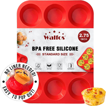 Walfos Silicone Muffin Pan - 12 Cups Regular Silicone Cupcake Pan, Non-Stick Sil - £11.25 GBP