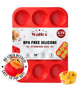Walfos Silicone Muffin Pan - 12 Cups Regular Silicone Cupcake Pan, Non-S... - £11.15 GBP