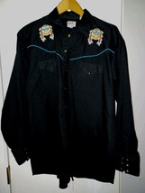 Vintage ELY Diamond Pearl Snap Native Shirt XLarge Embroidered Thunderbi... - $30.00