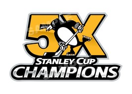 Pittsburgh Penguins 5 Times Stanley Cup Champions Decal / Sticker Die cut - £2.31 GBP+