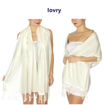 Ivory - 2Ply Scarf 78X28 LONG Solid Silk Pashmina Cashmere Shawl Wrap - £14.15 GBP