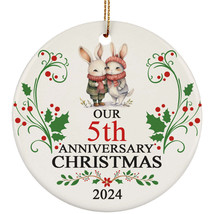 Our 5th Anniversary 2024 Ornament Gift 5 Years Christmas Cute Rabbit Couple - £11.61 GBP