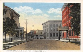 Gardner Hotel YMCA Post Office Street Scene Fargo North Dakota 1920s postcard - £5.53 GBP