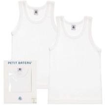  Petit Bateau Boys 2 Pk. Sleeveless Undershirt White Sizes 2-18 Style 15042 - £23.81 GBP