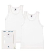  PETIT BATEAU BOYS 2 PK. SLEEVELESS UNDERSHIRT WHITE SIZES 2-18 STYLE 15042 - $29.99